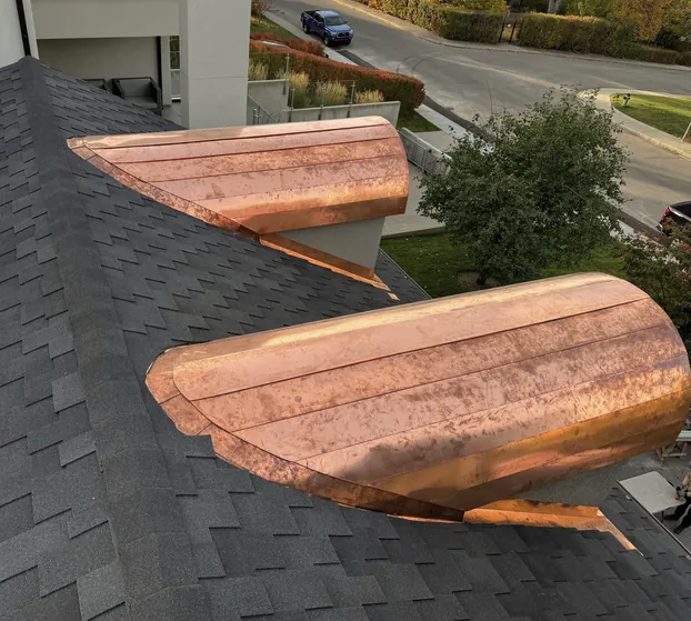 Copper bay window roofs