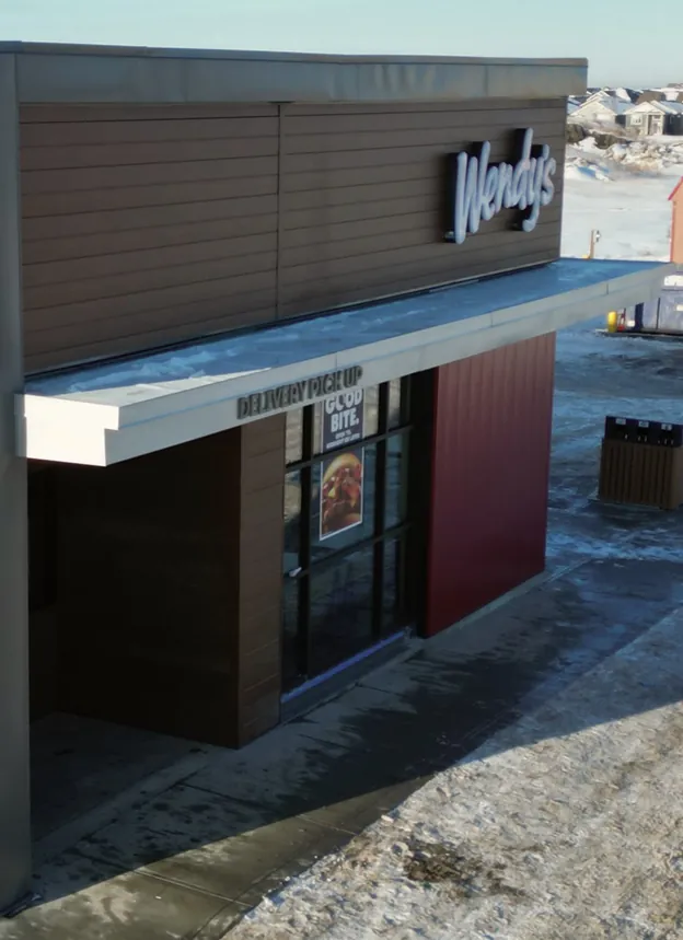 Metal wall panels on a commercial building