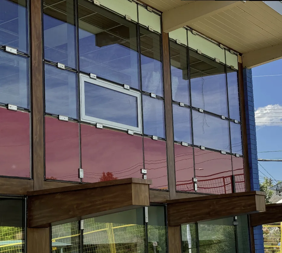 Metal finishes on a commercial facade