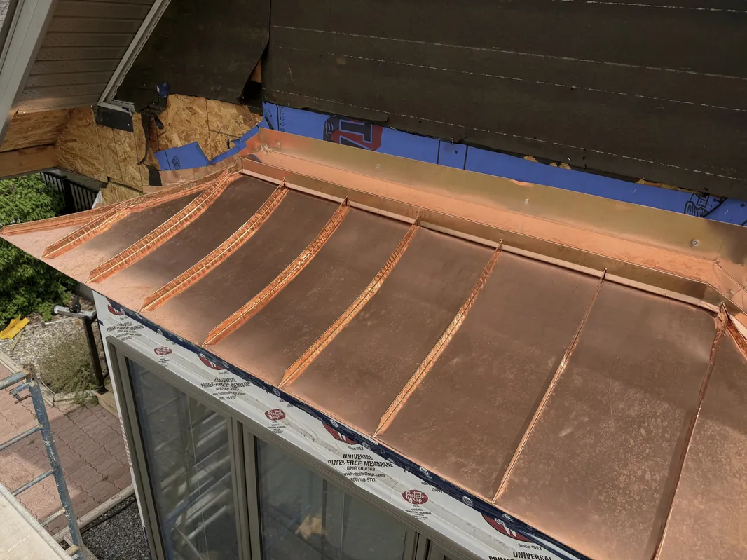 Copper canopy being formed