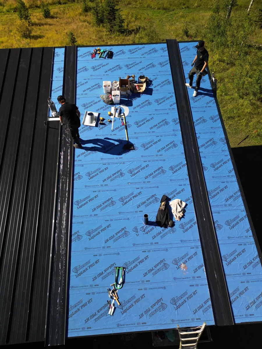 Drone view of the roof during installation