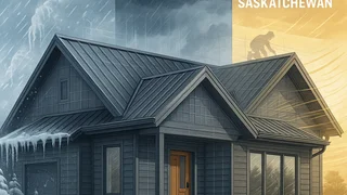 Canadian home with metal roofing and siding under Alberta snow, BC rain, and Saskatchewan winds
